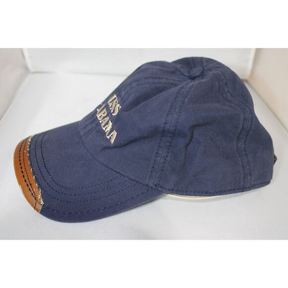 JHATS USS Alabama Cap/Hat US Navy Adjustable Strap back Embroidered Leather Rim - Picture 5 of 7
